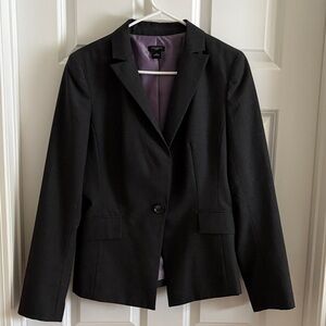 Ann Taylor Women's Black Blazer with Purple Lining